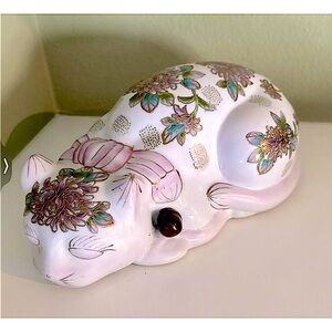 Mid Century LARGE  Sleeping Cat 24k gold detail Porcelain Sculpture Beautiful 🤩